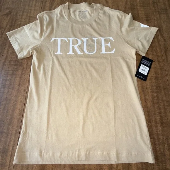 True Religion Tan True Crystal Face‎ SS Tee Men's Small Short Sleeve T-Shirt $59