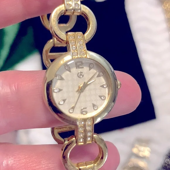 Ladies Stylish VINTAGE Gold Studded Circle Link BRACELET Watch, BY George
