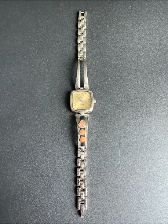 Silver Tone Women's Bracelet Watch with Heart Accents - Silver