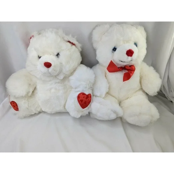 White Bear Lot Red Hearts Nose Bow Lot 18 Inch 14 Inch Mty Inttll Stuffed Animal