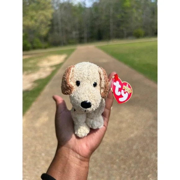 Ty Beanie Babies Rufus‎ Dog Kids Small Cream Brown Excellent 2000 Retired Plush