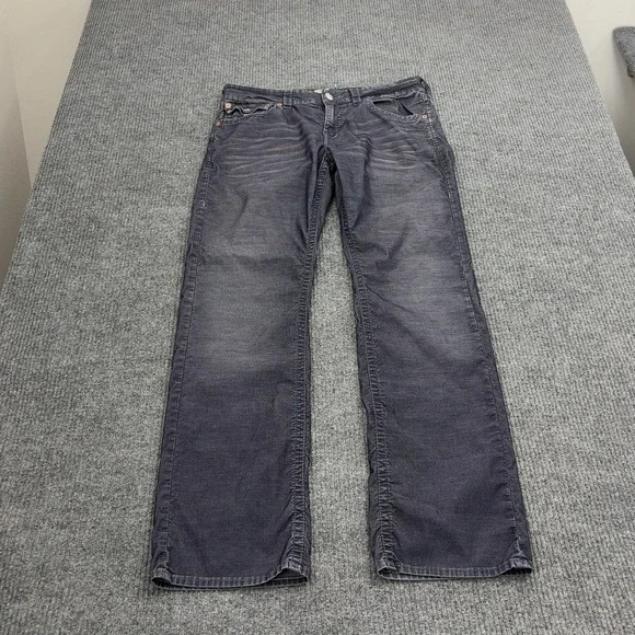 True Religion Ricky Pants Mens 34 Grey Cotton Blend Straight Leg Y2K