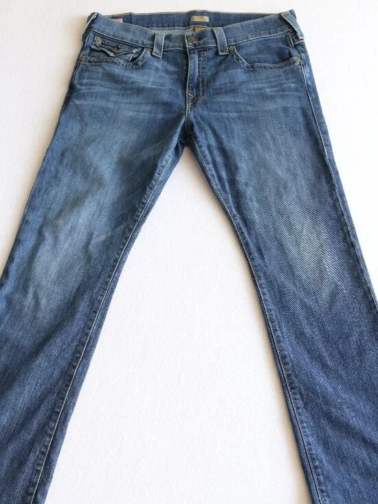 True Religion Ricky Relaxed Straight Jeans Mens 34x32 Flap Pocket Y2K