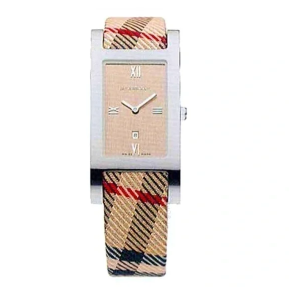 Burberry Heritage Nova check plaid rose face chrome BU1015
