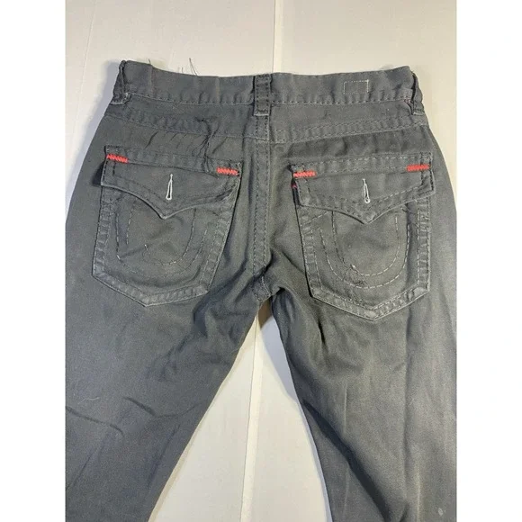 True Religion Jeans Men's 34x32 Black & Red Ricky  Relaxed Straight Denim Pants