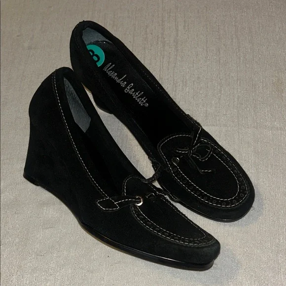 Alexandra Bartlett Women’s Black Wedge 2000s Vintage Styled Loafers Size 8