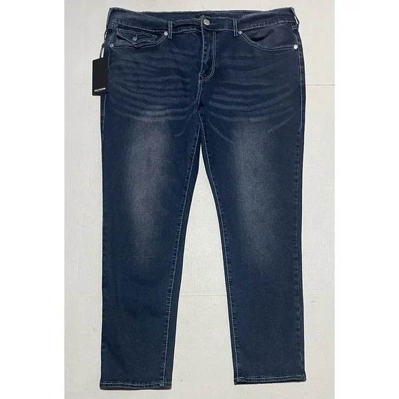 $204 True Religion Geno Relaxed Slim Tapered Leg Denim Jeans 42 X 32 Men's Dark