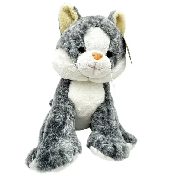 BEAR FACTORY NWT Tahla the Tabby Cat Gray White Plush‎ Stuffed Animal 14