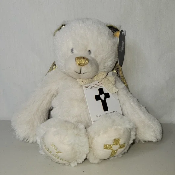 DEMDACO My Guardian Angel Teddy Bear‎ White Gold Plush Stuffed Animal