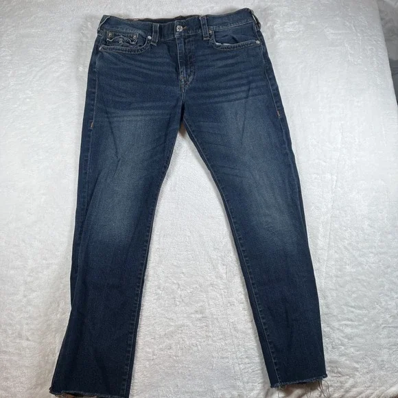 True Religion Ricky Mens Relaxed Straight Leg Jeans Medium‎ Wash Denim Size 38W