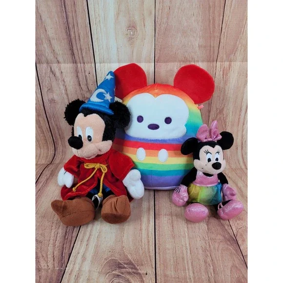 Lot of 3 Mickey Mouse, Minnie Mouse, Mickey Squishmallow Plush Stuffed Animals