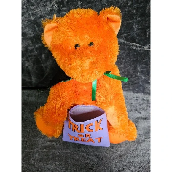 Good Stuff Halloween Orange Teddy Bear‎ with Trick or Treat Bag & Cape 12