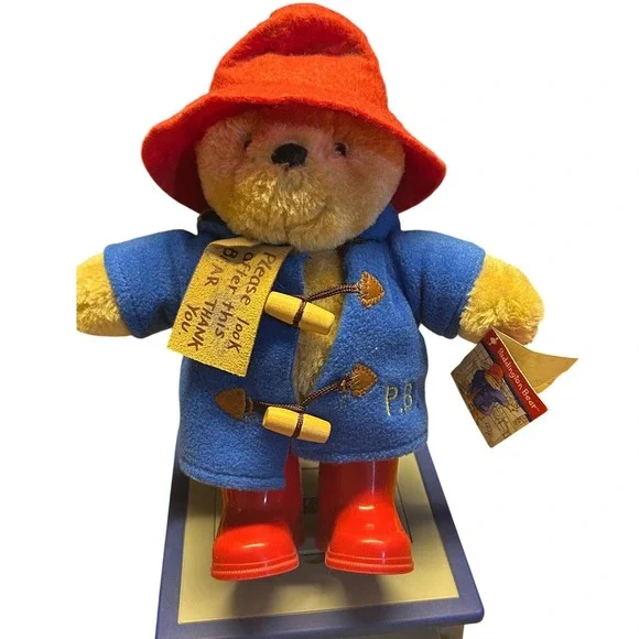 2018‎ Paddington Bear Plush Toy Blue Coat Red Boots Hat Classic Stuffed Animal