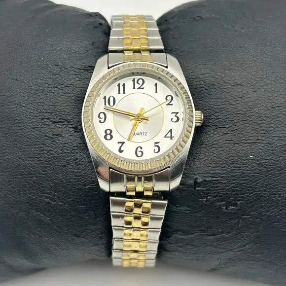 Women’s Two Tone Quartz Watch St. Steel Working New Battery