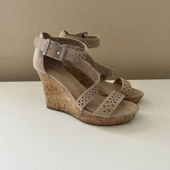 Charles by Charles David Womens Cork Wedge Sandal Heels Size 6/5 Beachy Casual