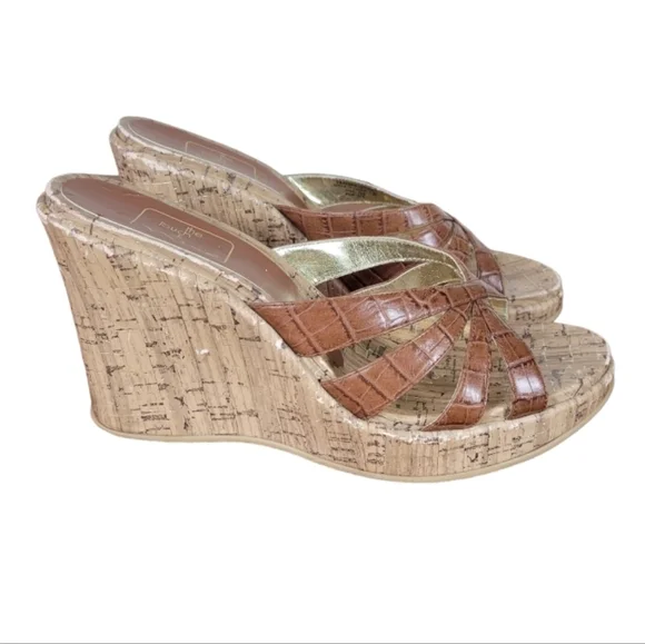 Nina Cork Wedge Sandals‎ Size 6.5