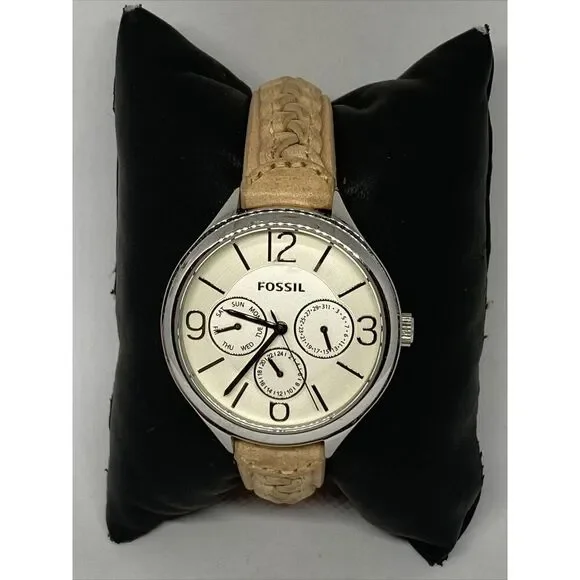 Fossil BQ3249 Women's Leather White Analog Dial Quartz Genuine Wrist Watch JK739