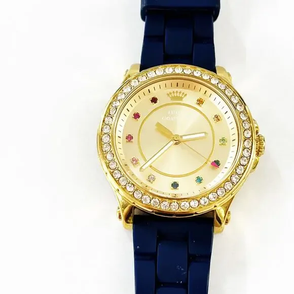 Juicy Couture Rainbow Crystal Gold & Navy Watch