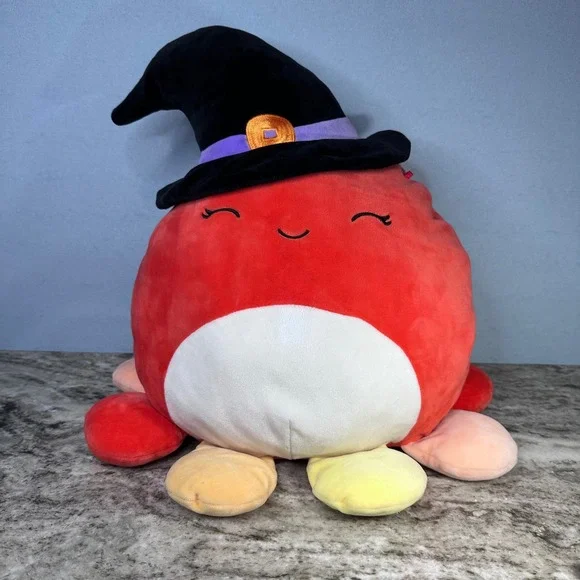 Squishmallows 12 inch Detra the Red Octopus Witch Halloween Plush Kellytoy‎ 2021