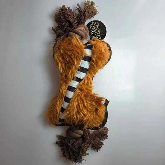 Star Wars Chewbacca Plush Bone Rope Dog Toy Chewie Bandolier Brown NWT