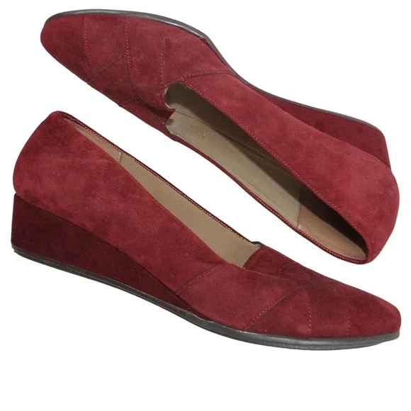 Easy Spirit‎ Womens Burgundy Suede Wedge Heels Shoes Size 9