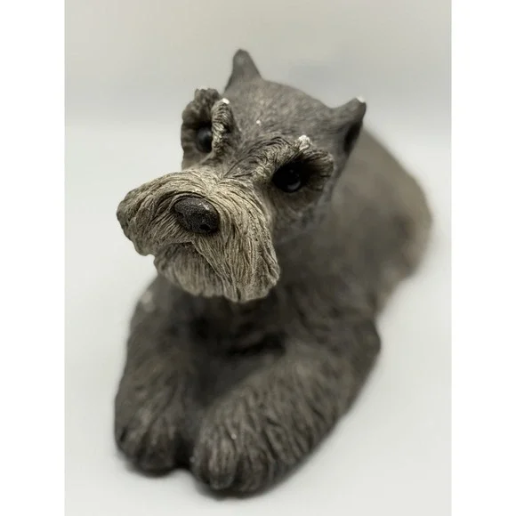 Vtg Sandicast Schnauzer Dog Statue 4.5in 1981 Sandra Brue‎ Signed 3lb #145
