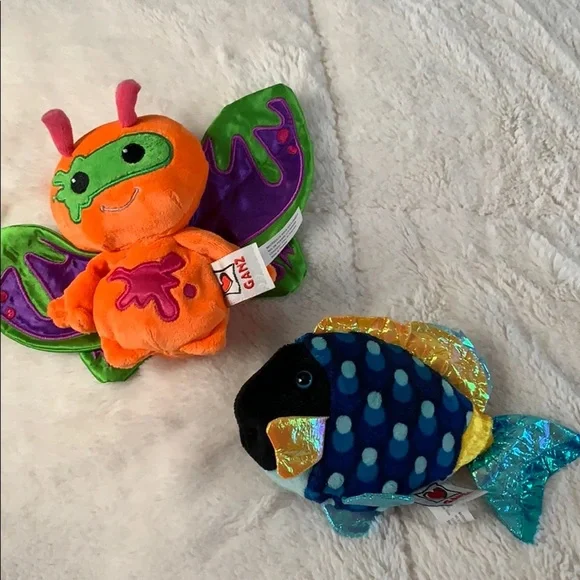 2 Webkinz Lil Kinz plush toys animals Zum fish EUC