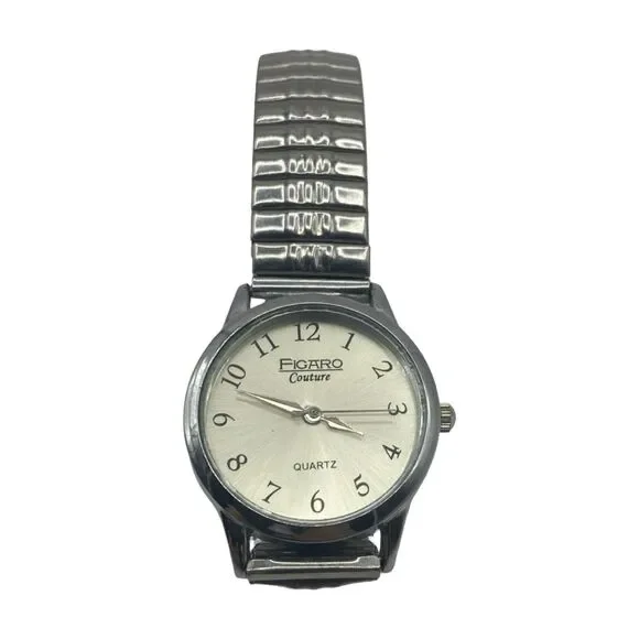 Figaro Couture Watch Women's Silver Tone Quartz Silver Dial Needs Battery