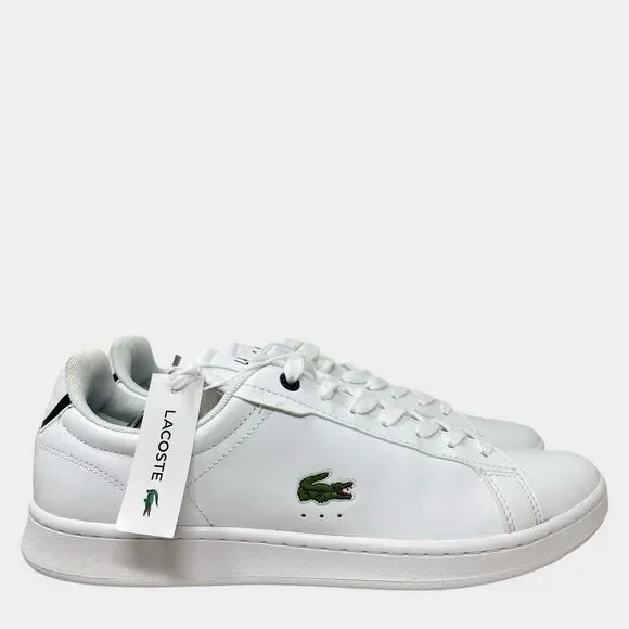 Lacoste Sneakers Mens 8.5 White Leather Low Top Casual Tennis‎ Carnaby Pro Shoes