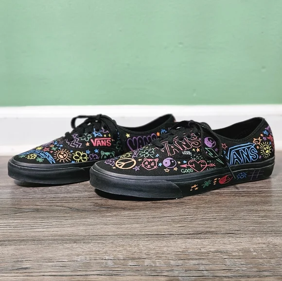Vans Black Sneakers with Colorful Doodles