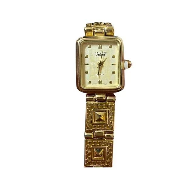 Vivani Ladies Watch Goldtone Band Crown Stopper 7.5