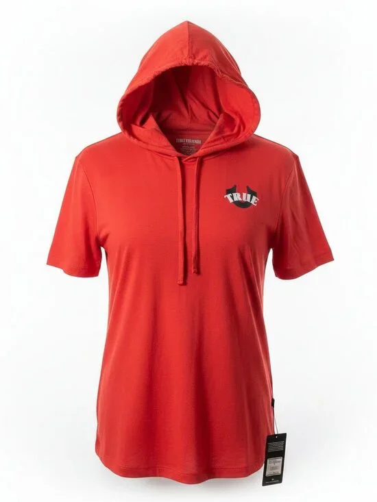 True Religion Short Sleeve Hooded T-Shirt – Red – Size L – NWT