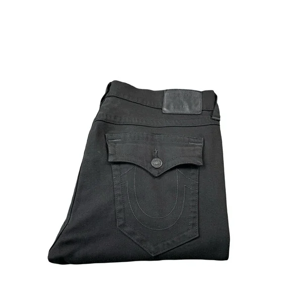 True Religion Black Stitch Geno Denim Straight Fit Jeans Size 38x31