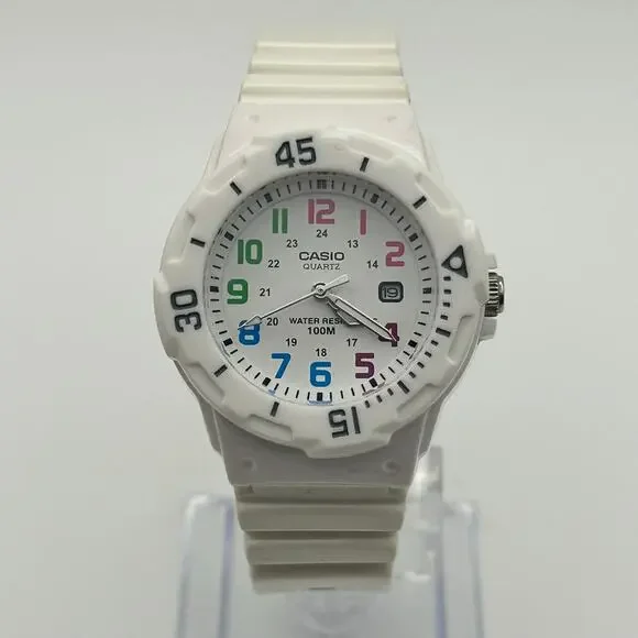 Casio LRW-200H White Colorful Numerical Dial 100M WR Working New Battery