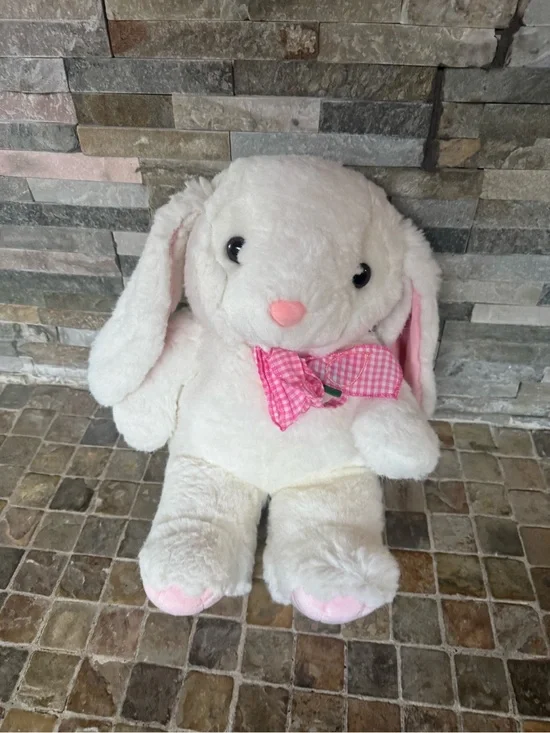 Plush White Bunny with Pink Bow