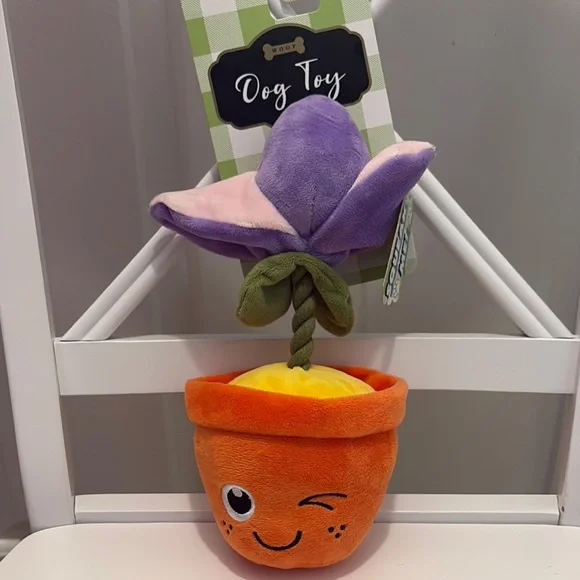 Orange and Purple Dog Toy with Plush Design