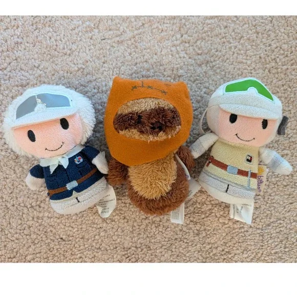 Hallmark Itty Bittys Star Wars Hoth Luke Han Solo Wicket Ewok Plush Lot Flaw