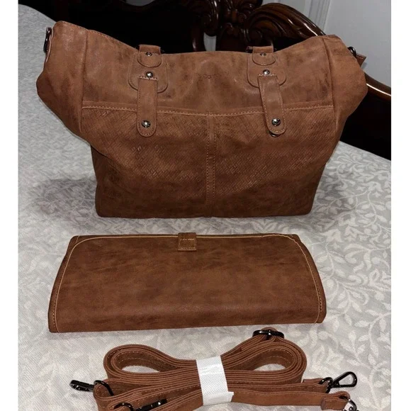 Little Company Vienna Diaper Bag Cognac Brown Vegan‎ Leather Tote baby Lee