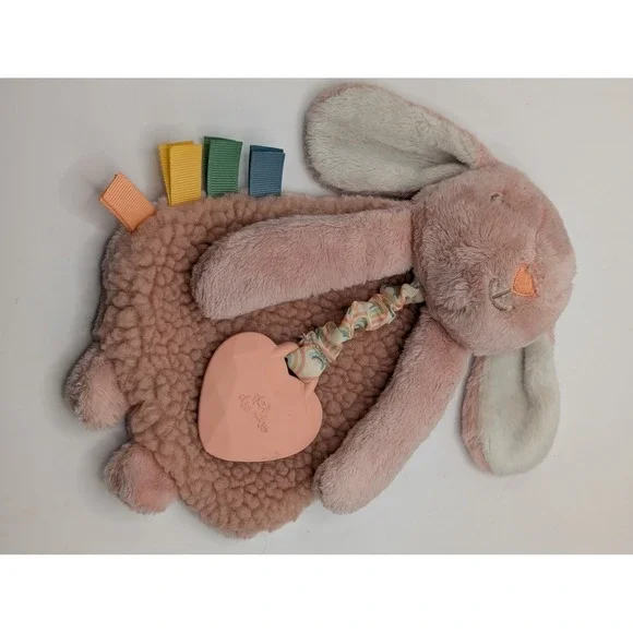 Itzy Ritzy Ritzy‎ Pal Pink Bunny Lovey Plush Sensory Toy with Silicone Teether