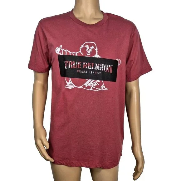 True Religion Brand Jeans T-Shirt Men's Size L Crew Neck Buddha Red (45)