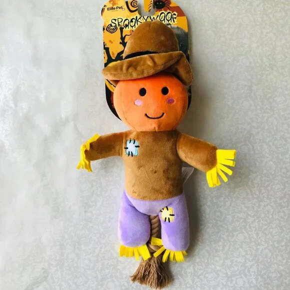 Elite Pet Spookywoof Scarecrow Halloween   Squeaky Dog Toy 12”