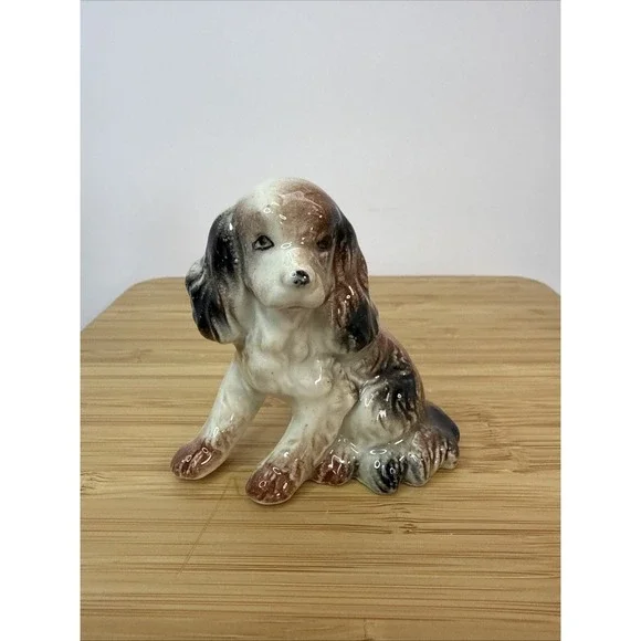 VTG 50s MCM Japan Cocker Spaniel‎ Figurine Brown & White Porcelain Collectible
