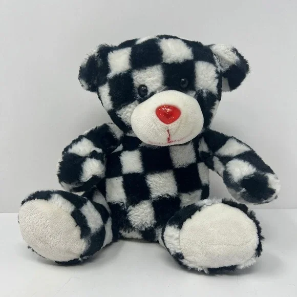 Totally‎ Teddies Teddy Bear Plush Black White Checkered Stuffed Animal Toy 8
