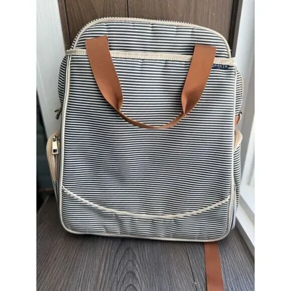 O'Beanie Striped Diaper Bag Backpack Navy White With Changing Pad‎