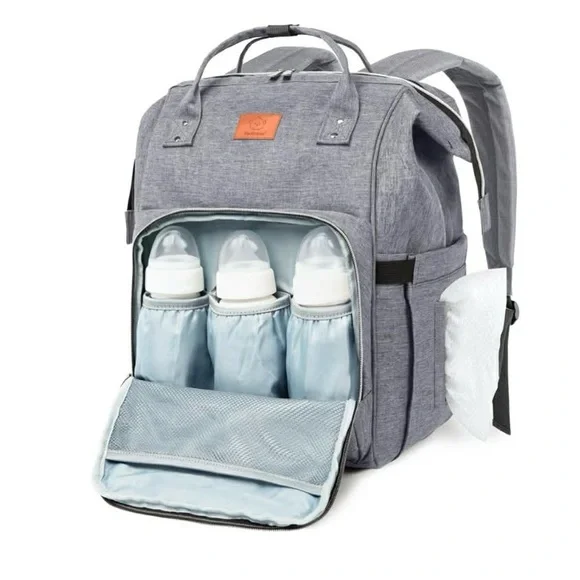 Chic Gray Baby Bag Backpack for Parents