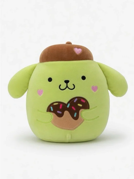 Sanrio Squishmallows Pompompurin Style Green Plush Toy with Heart Donut