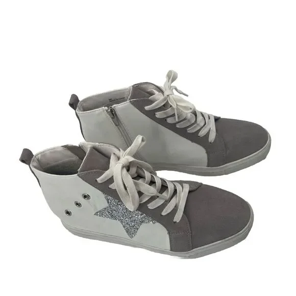 Steve Madden High Top Wedge Sneaker Women's 9 Star‎ Leather Upper Y2K Sabotage