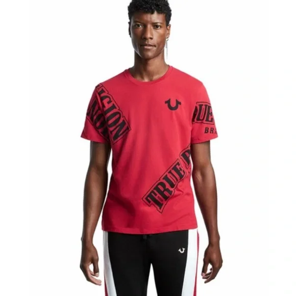 True Religion Men's True Verb Scatter Tee T-Shirt - Ruby Red