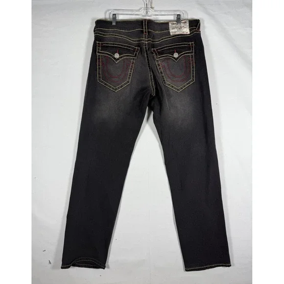 True Religion Geno Big T Flap Relaxed Slim Stretch Jeans Mens 36x32 Black