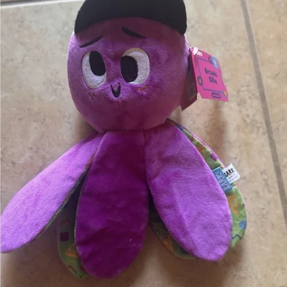 Bark Arcade Ollie Plush Dog Toy Large BNWT New Crinkle Squeaker‎ Whip-n-Flip